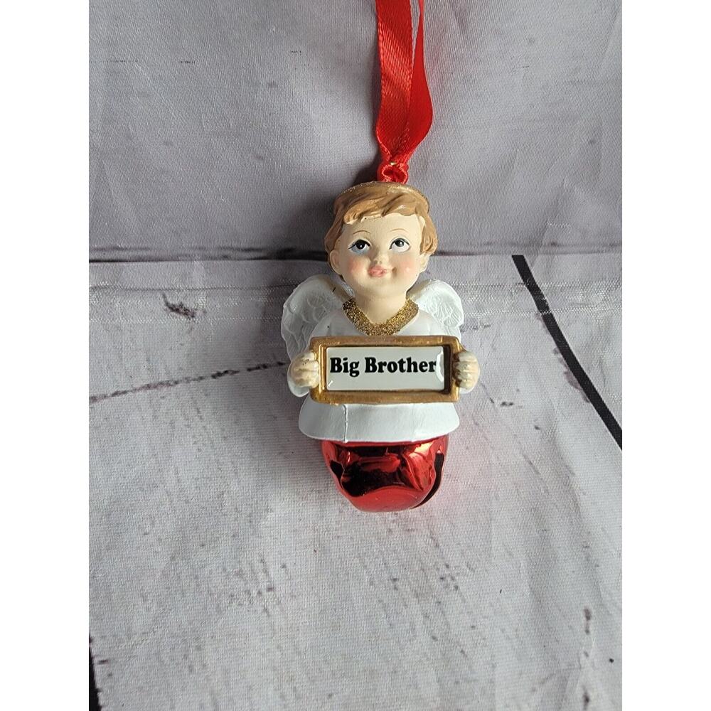 Big Brother Angel Christmas Bells Ornament Red